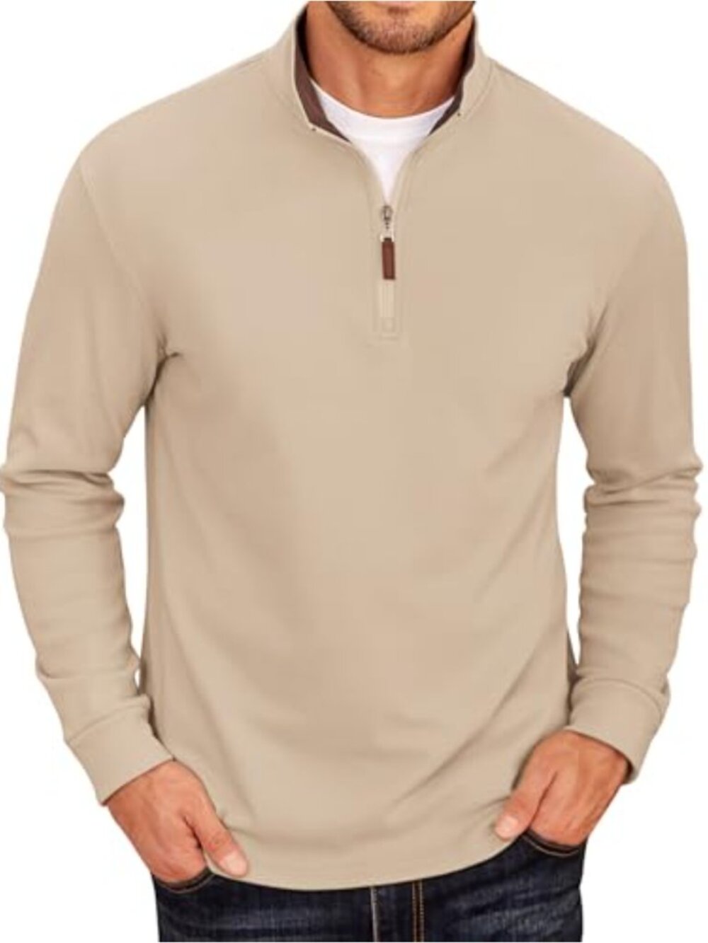 Men's Fleece Quarter Zip Pullover Long Sleeve Mock Neck Sweatshirt